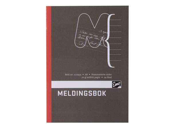 Meldingsbok EMO A6 paginert 48 sider 